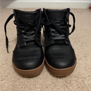 Black Speed Strength Motorcycle Riding Shoes with Brown Soles